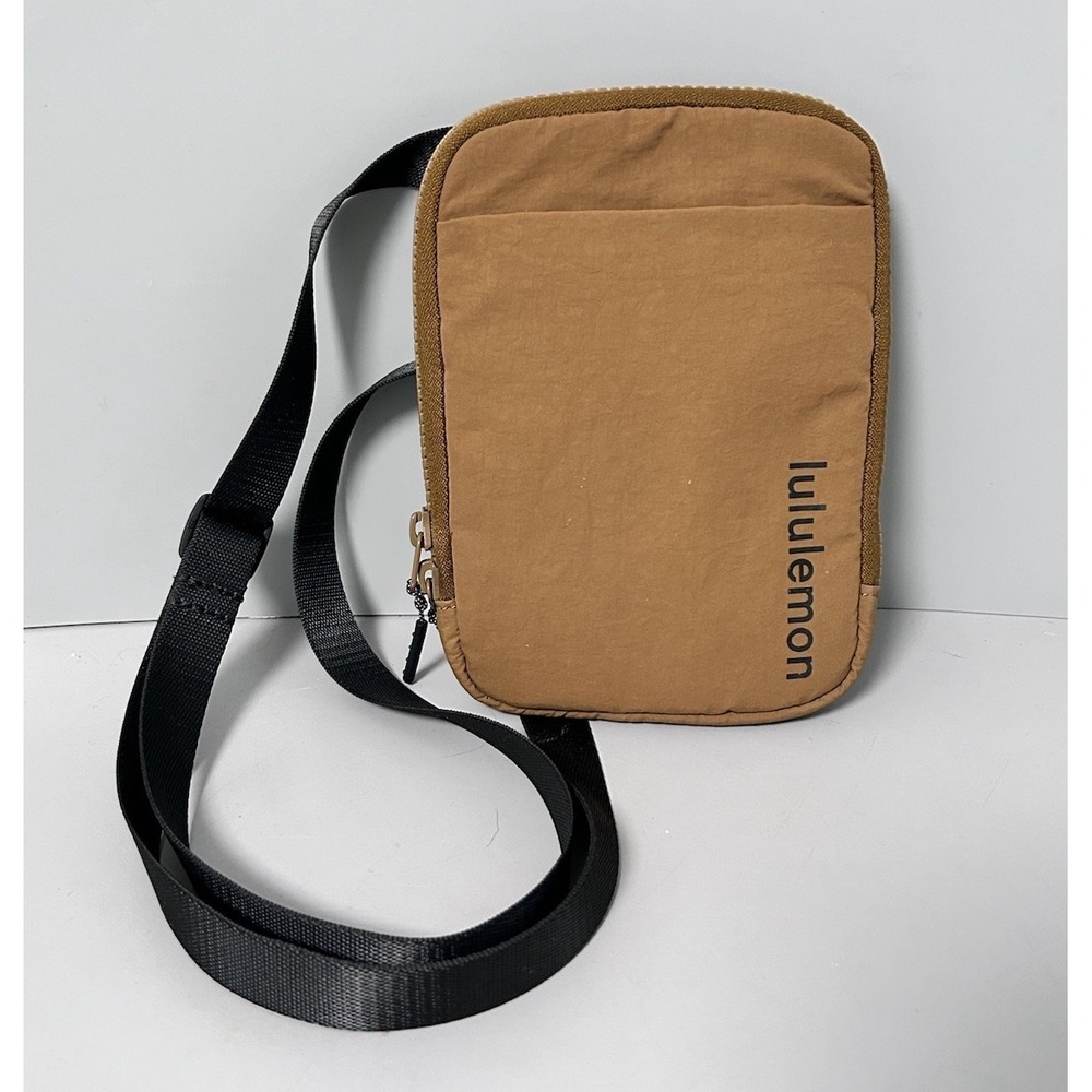 Lululemon Easy Access Crossbody Bag Nylon Adjustable Strap Tan / Turmeric Brown